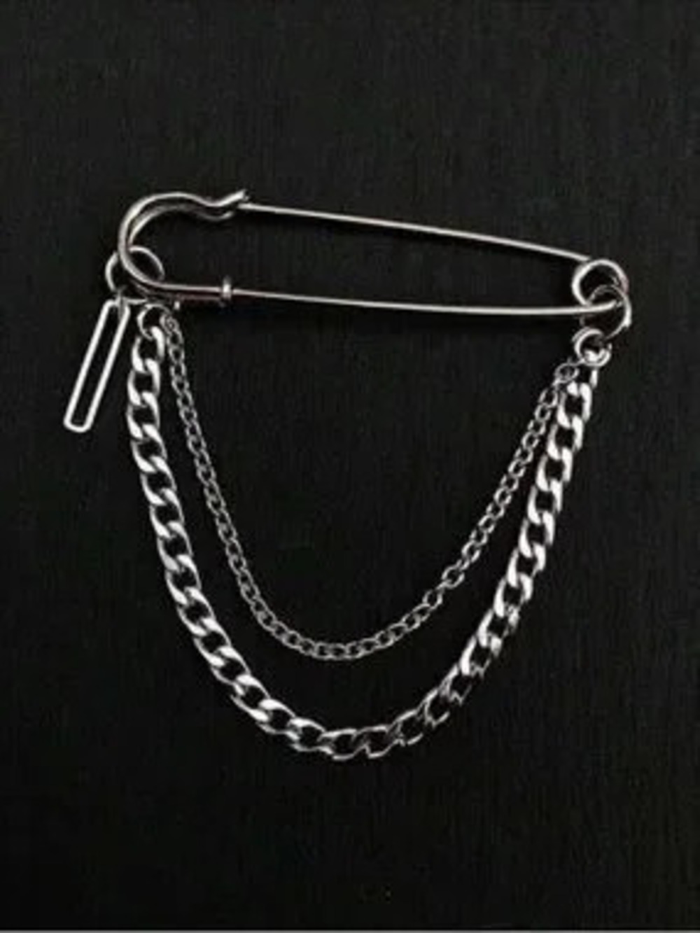 Anthropologie Silver Safety-Pin Chain Brooch